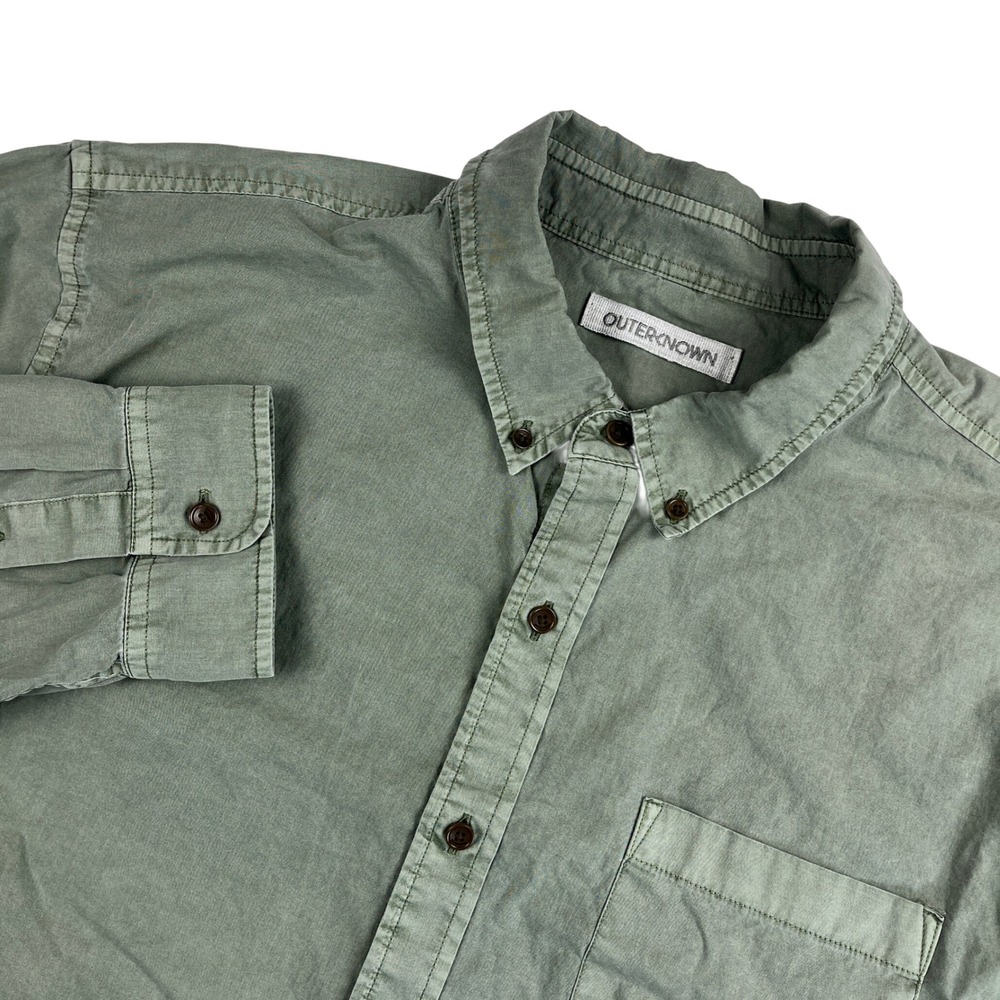 Outerknown Studio Shirt Button Down Long Sleeve Organic Cotton  Mens XL Green